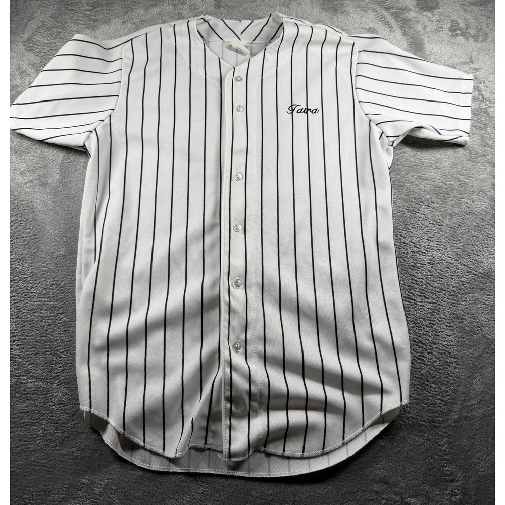 Wilson Baseball Jersey L White Pinstripe Tara DYN-O-MITES Made in USA